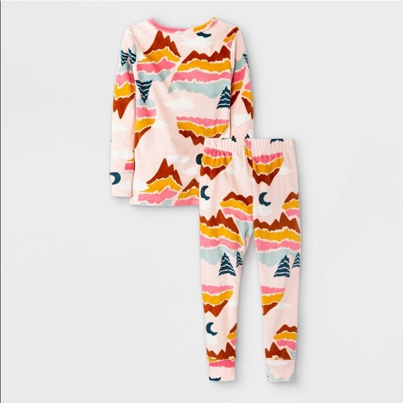 NEW Cat & Jack Baby Girls Mountainscape Tight Fit Pajama Set - Light Pink 2T - Picture 2 of 4